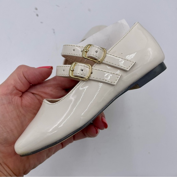 NEW J. Crew Crewcuts Ivory Patent Girls Double Strap Ballet Flats Size K8 - Picture 5 of 12